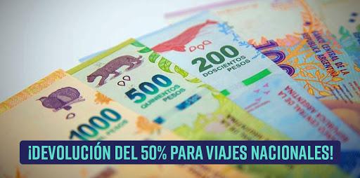 Novedades: Devolución del 50% para viajes nacionales.